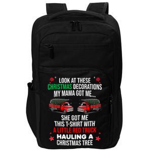 Funny A Little Red Truck Hauling A Christmas Tree Impact Tech Backpack