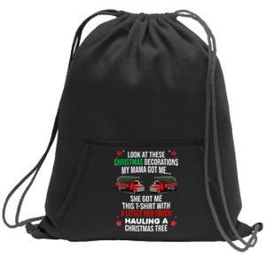 Funny A Little Red Truck Hauling A Christmas Tree Sweatshirt Cinch Pack Bag