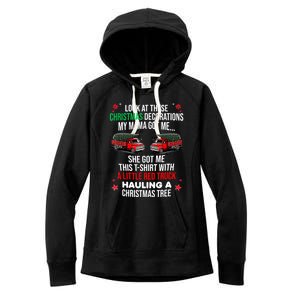 Funny A Little Red Truck Hauling A Christmas Tree Women's Fleece Hoodie