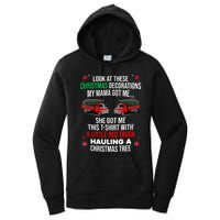 Funny A Little Red Truck Hauling A Christmas Tree Women's Pullover Hoodie