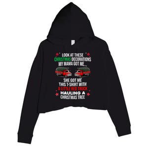 Funny A Little Red Truck Hauling A Christmas Tree Crop Fleece Hoodie