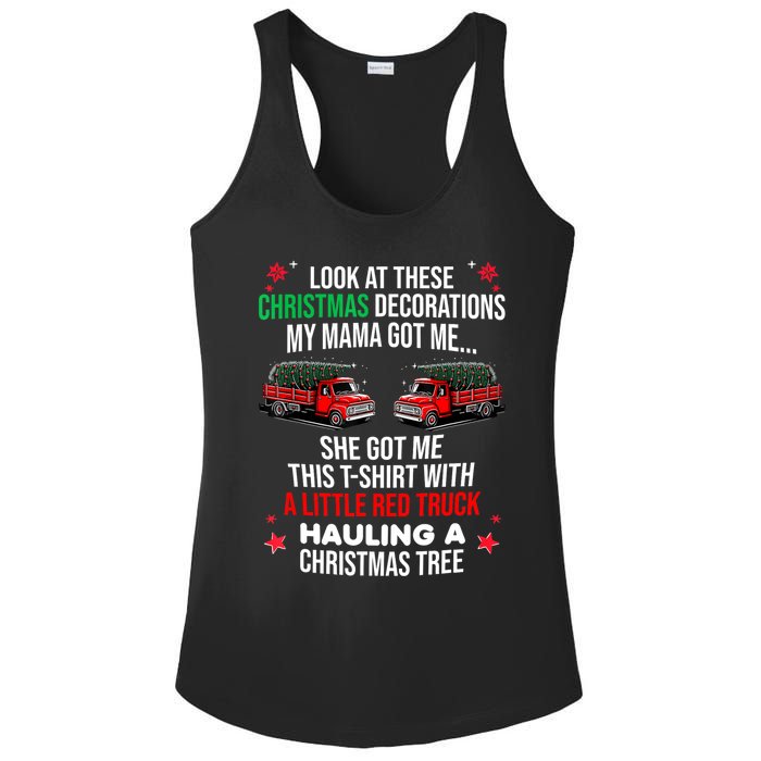 Funny A Little Red Truck Hauling A Christmas Tree Ladies PosiCharge Competitor Racerback Tank