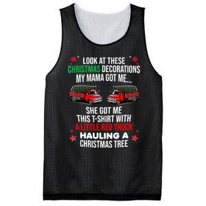 Funny A Little Red Truck Hauling A Christmas Tree Mesh Reversible Basketball Jersey Tank