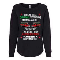 Funny A Little Red Truck Hauling A Christmas Tree Womens California Wash Sweatshirt