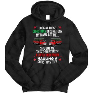 Funny A Little Red Truck Hauling A Christmas Tree Tie Dye Hoodie