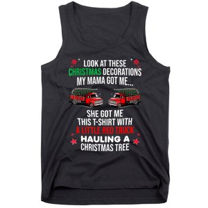 Funny A Little Red Truck Hauling A Christmas Tree Tank Top