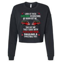 Funny A Little Red Truck Hauling A Christmas Tree Cropped Pullover Crew