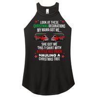 Funny A Little Red Truck Hauling A Christmas Tree Women's Perfect Tri Rocker Tank