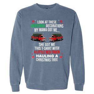 Funny A Little Red Truck Hauling A Christmas Tree Garment-Dyed Sweatshirt