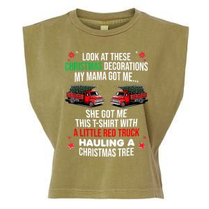 Funny A Little Red Truck Hauling A Christmas Tree Garment-Dyed Women's Muscle Tee