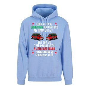 Funny A Little Red Truck Hauling A Christmas Tree Unisex Surf Hoodie