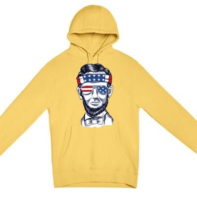 Funny Abraham Lincoln Wearing Glasses And Bandana Premium Pullover Hoodie