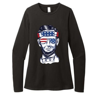 Funny Abraham Lincoln Wearing Glasses And Bandana Womens CVC Long Sleeve Shirt