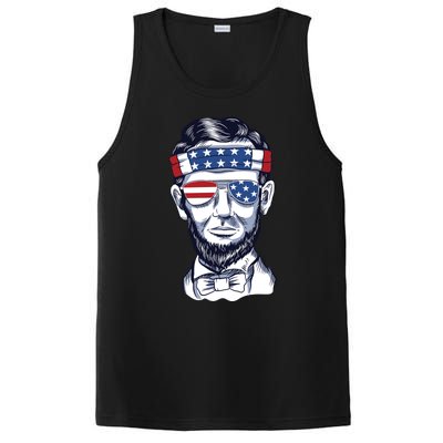 Funny Abraham Lincoln Wearing Glasses And Bandana PosiCharge Competitor Tank