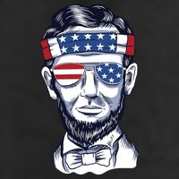 Funny Abraham Lincoln Wearing Glasses And Bandana Trucker Hat