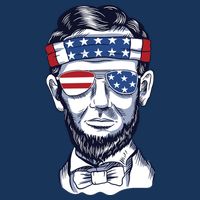 Funny Abraham Lincoln Wearing Glasses And Bandana 7 Panel Mesh Trucker Snapback Hat