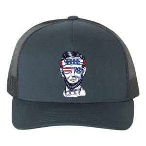 Funny Abraham Lincoln Wearing Glasses And Bandana Yupoong Adult 5-Panel Trucker Hat