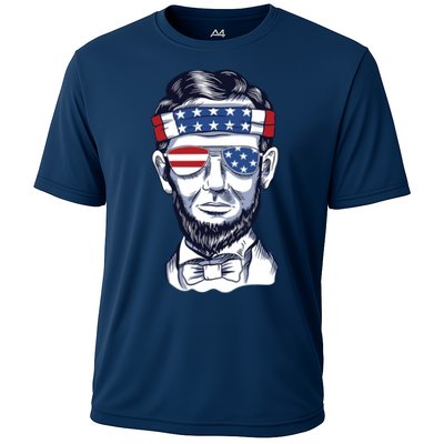 Funny Abraham Lincoln Wearing Glasses And Bandana Performance Shirt