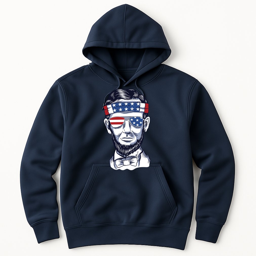 Funny Abraham Lincoln Wearing Glasses And Bandana Hoodie