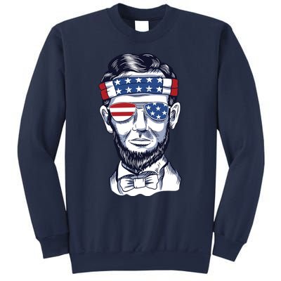 Funny Abraham Lincoln Wearing Glasses And Bandana Sweatshirt