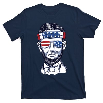 Funny Abraham Lincoln Wearing Glasses And Bandana T-Shirt