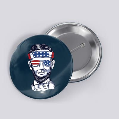 Funny Abraham Lincoln Wearing Glasses And Bandana Button