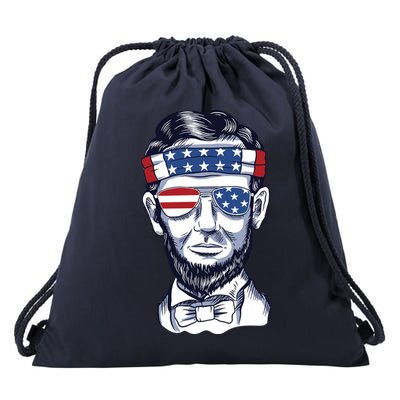 Funny Abraham Lincoln Wearing Glasses And Bandana Drawstring Bag