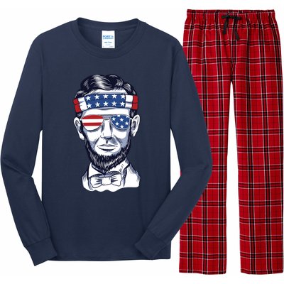 Funny Abraham Lincoln Wearing Glasses And Bandana Long Sleeve Pajama Set