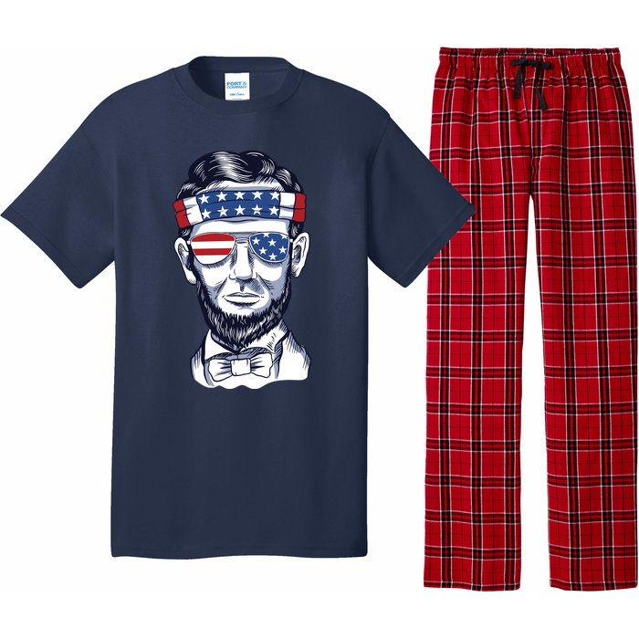 Funny Abraham Lincoln Wearing Glasses And Bandana Pajama Set