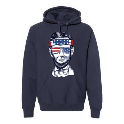 Funny Abraham Lincoln Wearing Glasses And Bandana Premium Hoodie