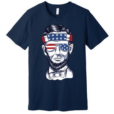 Funny Abraham Lincoln Wearing Glasses And Bandana Premium T-Shirt