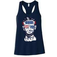 Funny Abraham Lincoln Wearing Glasses And Bandana Women's Racerback Tank