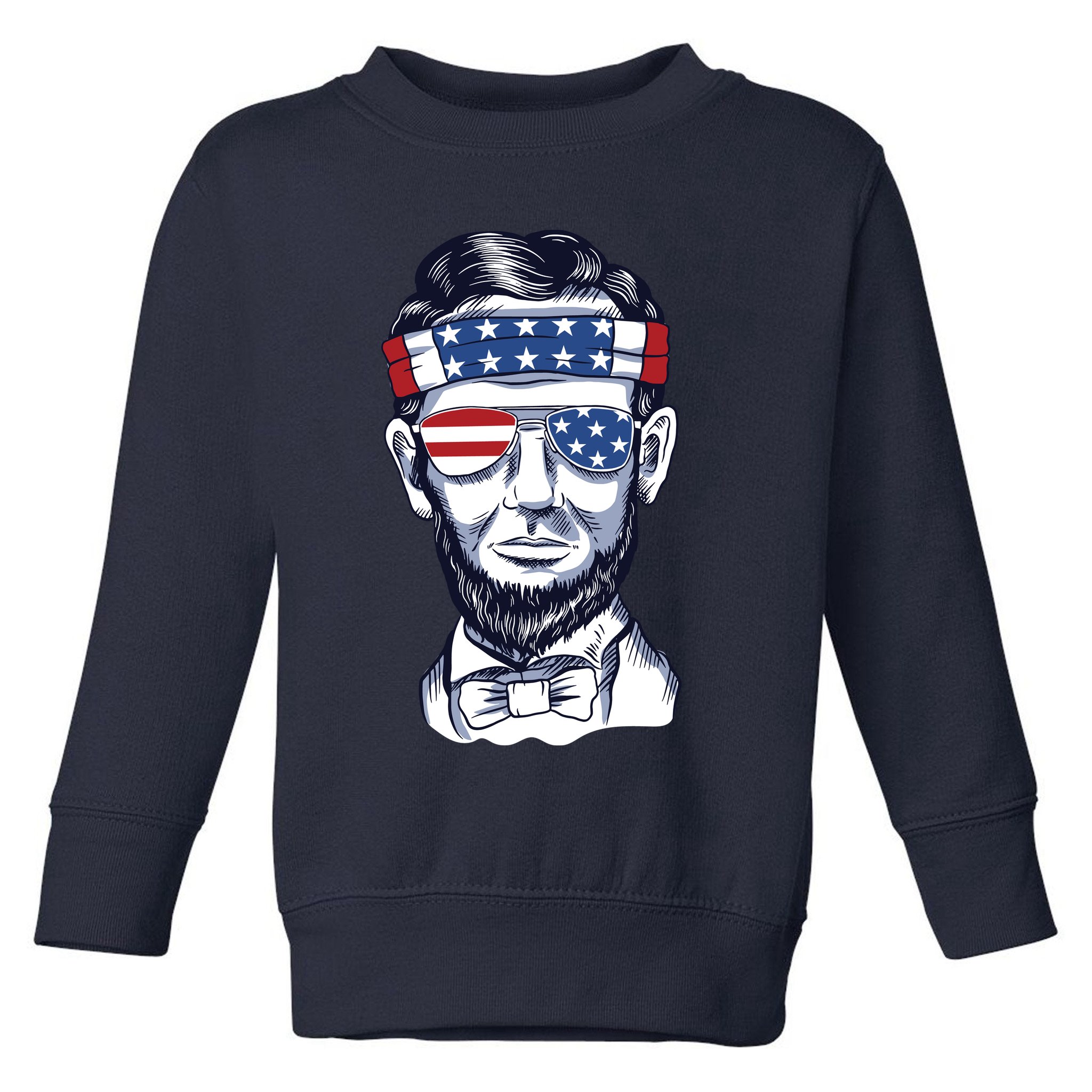 Funny Abraham Lincoln Wearing Glasses And Bandana Toddler Sweatshirt