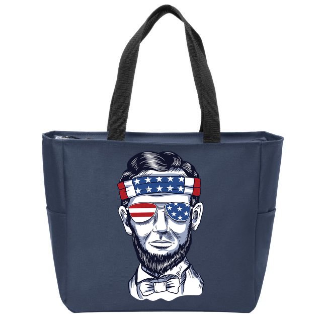 Funny Abraham Lincoln Wearing Glasses And Bandana Zip Tote Bag