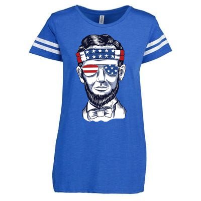 Funny Abraham Lincoln Wearing Glasses And Bandana Enza Ladies Jersey Football T-Shirt