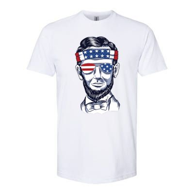 Funny Abraham Lincoln Wearing Glasses And Bandana Softstyle® CVC T-Shirt