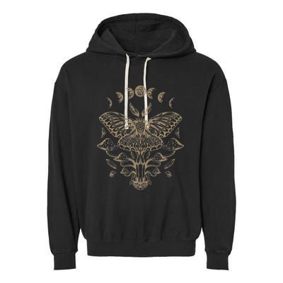 Fairycore Aesthetic Luna Moth Mushrooms Butterfly Grunge Garment-Dyed Fleece Hoodie