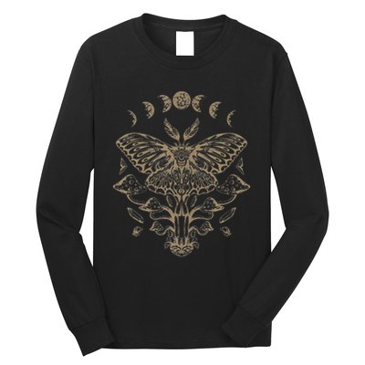 Fairycore Aesthetic Luna Moth Mushrooms Butterfly Grunge Long Sleeve Shirt