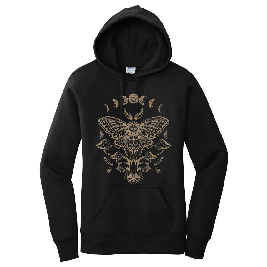Fairycore Aesthetic Luna Moth Mushrooms Butterfly Grunge Women's Pullover Hoodie