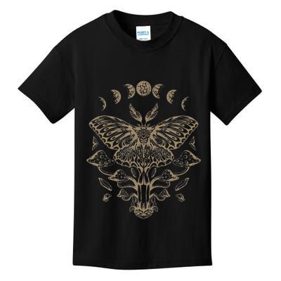 Fairycore Aesthetic Luna Moth Mushrooms Butterfly Grunge Kids T-Shirt