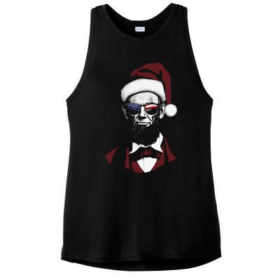 Funny Abraham Lincoln Santa Claus Abe Lincoln Christmas Ladies PosiCharge Tri-Blend Wicking Tank