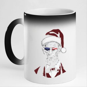 Funny Abraham Lincoln Santa Claus Abe Lincoln Christmas 11oz Black Color Changing Mug