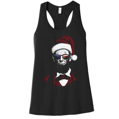 Funny Abraham Lincoln Santa Claus Abe Lincoln Christmas Women's Racerback Tank