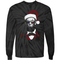 Funny Abraham Lincoln Santa Claus Abe Lincoln Christmas Tie-Dye Long Sleeve Shirt