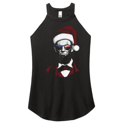 Funny Abraham Lincoln Santa Claus Abe Lincoln Christmas Women’s Perfect Tri Rocker Tank