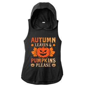 Fall Autumn Leaves & Pumpkin Please Halloween Ladies PosiCharge Tri-Blend Wicking Draft Hoodie Tank