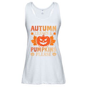 Fall Autumn Leaves & Pumpkin Please Halloween Ladies Essential Flowy Tank