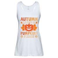 Fall Autumn Leaves & Pumpkin Please Halloween Ladies Essential Flowy Tank