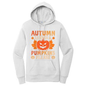 Fall Autumn Leaves & Pumpkin Please Halloween Women's Pullover Hoodie