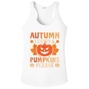 Fall Autumn Leaves & Pumpkin Please Halloween Ladies PosiCharge Competitor Racerback Tank